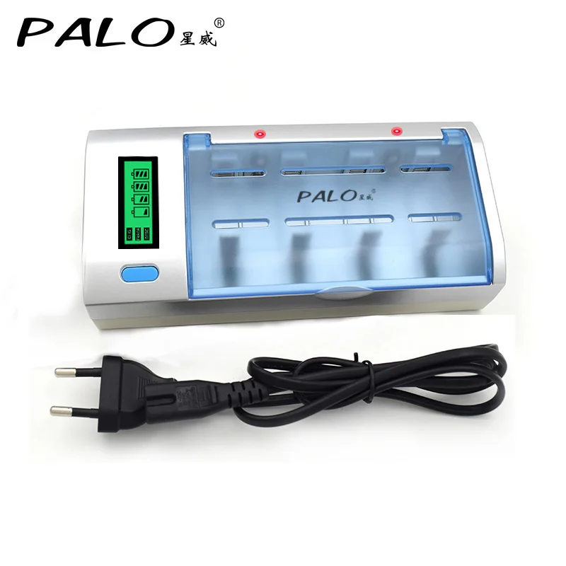 without car charger PALO, умный ЖК-дисплей, AA, AAA, C, D, 9 В, зарядное устройство, быстрая зарядка, быстрая разрядка для Ni-MH, NI-CD, AA, AAA, C, D, Размер 9 в, батарея - Цвет: without car charger