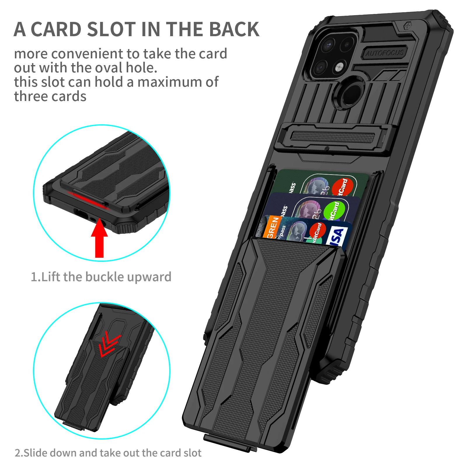 

Phone Case For Oppo Realme C12 C15 C25 C11 2021 C20 C21 C21Y 5 5i C3 6i C17 7i C20A 5S Anti Fall Armor Card Package Stand Cover
