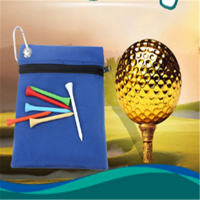 

Zippered Golf Tee Ball Bag Nylon Storage Bag Holder With Carabiner Golfing Accessories Hot Sale