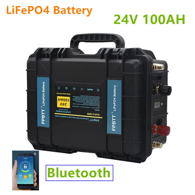 

24v LiFePO4 100ah Battery Built in Bluetooth BMS 24v 100ah lifepo4 battery pack for boat's motor, solar energy,inverter,etc