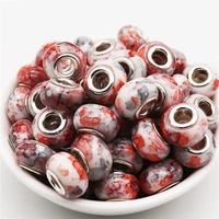 20pcs new marble printing color big hole bead charm european spacer beads fit pandora bracelet bangle chain necklace diy jewelry