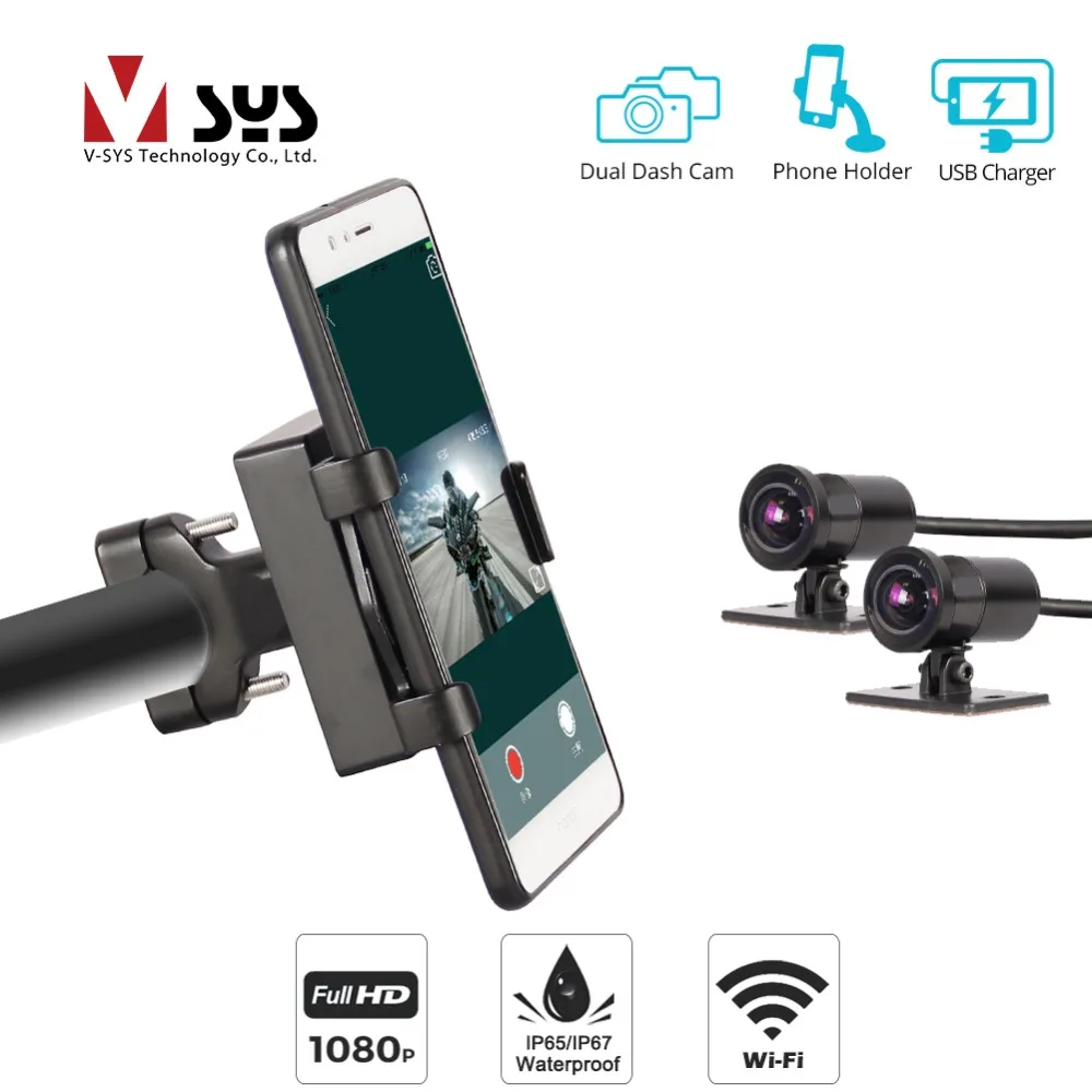 Водонепроницаемый кронштейн для крепления камеры на мотоцикле SYS VSYS P4F WiFi Dual 1080P