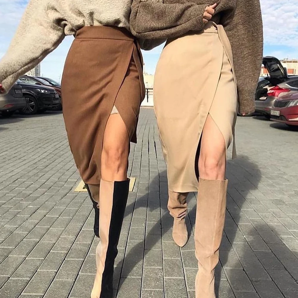 Новинка 2019 горячая Распродажа модная женская юбка зима-осень плотная однотонная