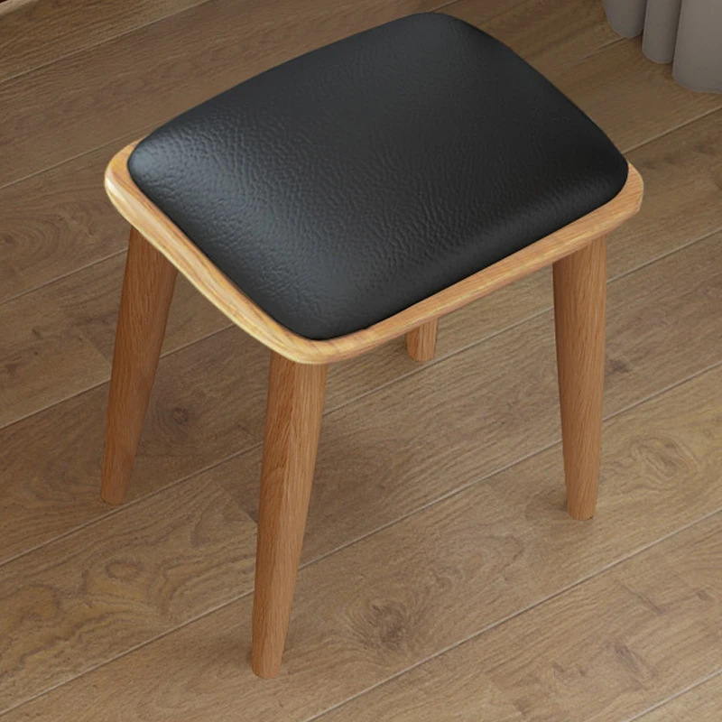 

Solid Wood Dressing Stool Soft Bag Makeup Stool Bedroom Modern Minimalist Ins Net Red Stool Nordic Makeup Stool