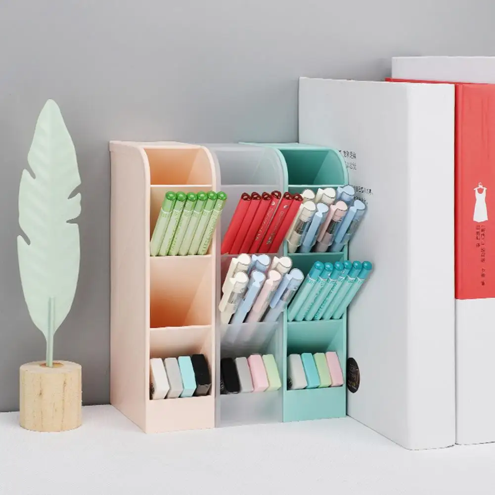 

Desktop Organizer Box Office School Storage Case Table Pencil Pen Holder 4 Grids Stand Boxes Drawer Storage Stand Organizers
