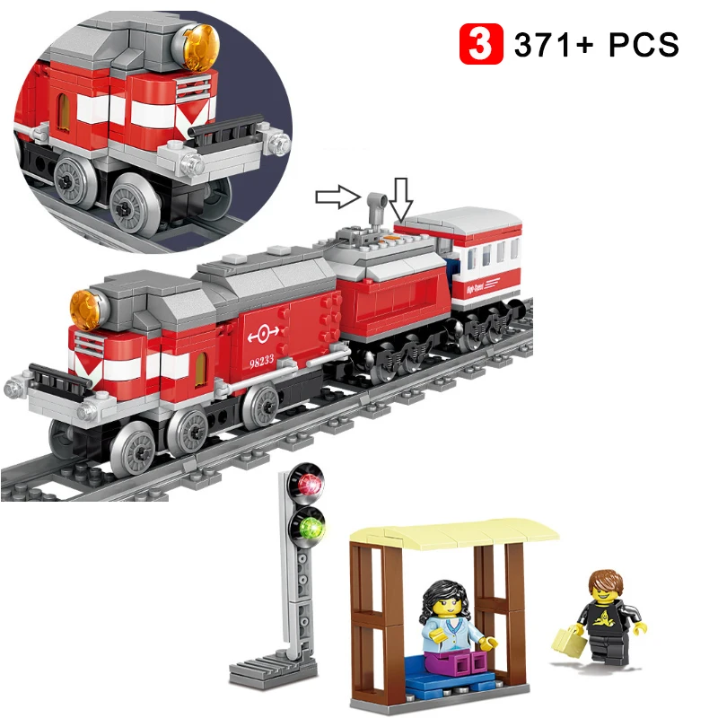 

Technic Electric City Train Set Building Block Classic Rail Battery Powered High Speed Railway With Figures Bricks Toy Kids Gift
