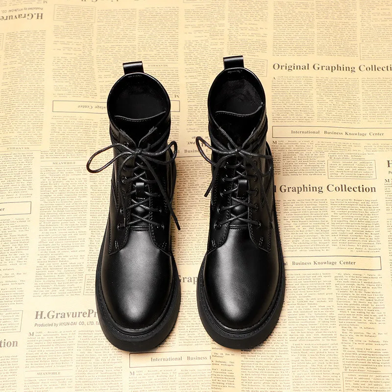 2022 Autumn New Boots Women's Lace-up Women's Boots British Style Side Pull Casual Short Boots Women's Boots