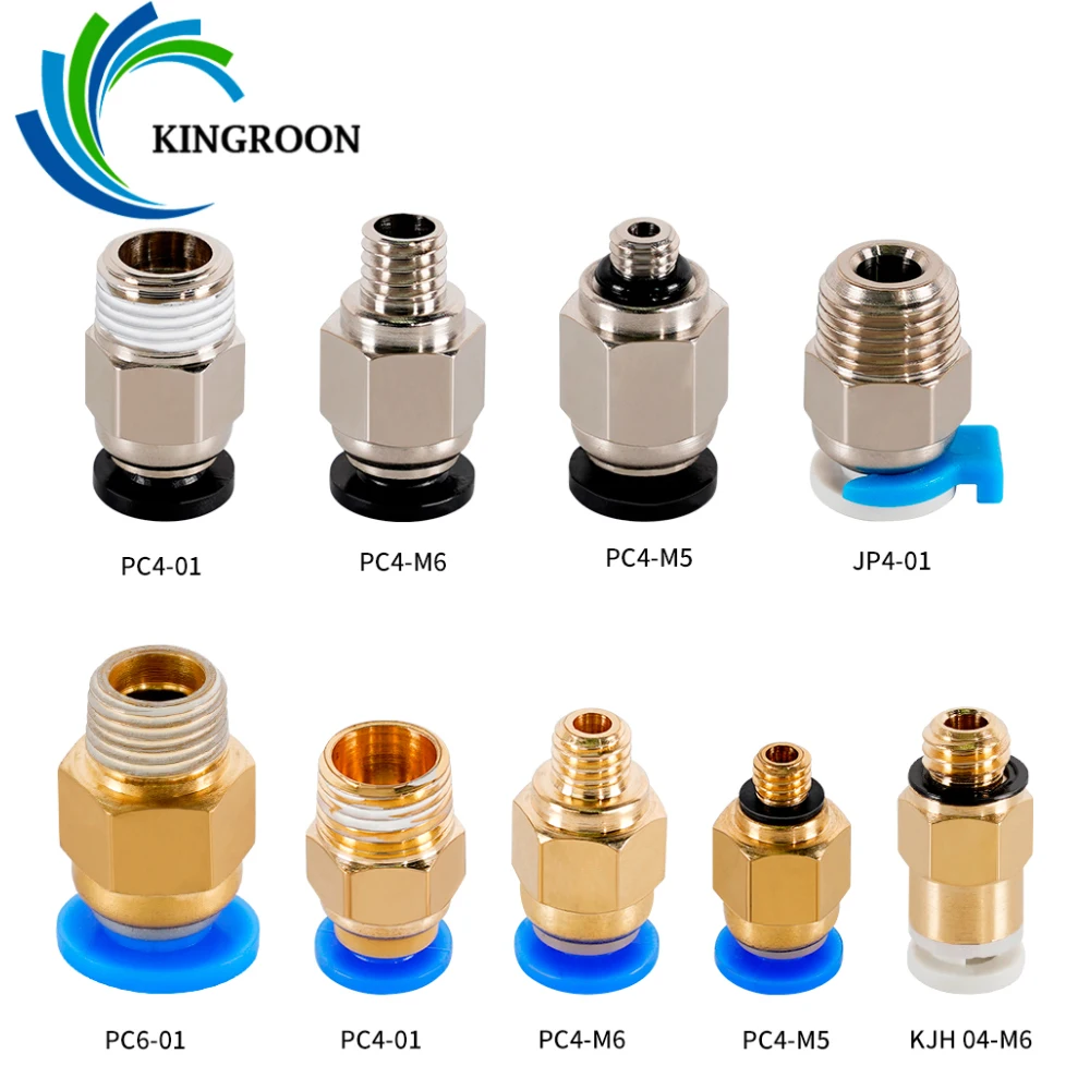 Pneumatic Connector For 3D Printer Parts bowden Quick Jointer coupler 1.75/3mm Pipe PC4 PC6 m6 m5 fittings PTFE Tube Extruder