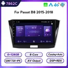 Автомобильный мультимедийный плеер, экран 10 дюймов, IPS, Android 11, для VW Passat B8 2015-2018, GPS-навигация, DSP RDS, 8-ядерный процессор, 4G, LTE, SWC