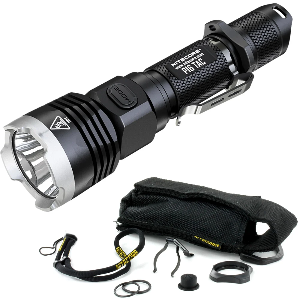 Тактическая вспышка NITECORE P16 TAC P16TAC CREE XM L2 max 1000 люмен расстояние луча 300 м уличный