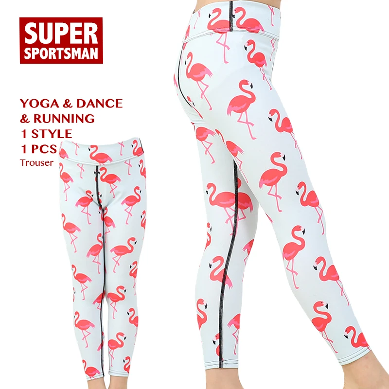 Штаны для йоги с фламинго маленьких девочек детские спортивные Леггинсы бега и