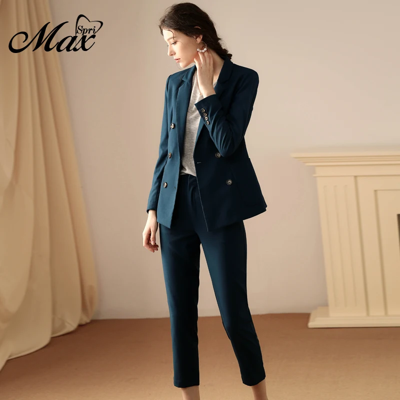 

Max Spri 2019 Winter New Arrival Women Vestidos Business Wear Pant Suits Set Blazers Elegant Skinny Office Lday Set Wholesale