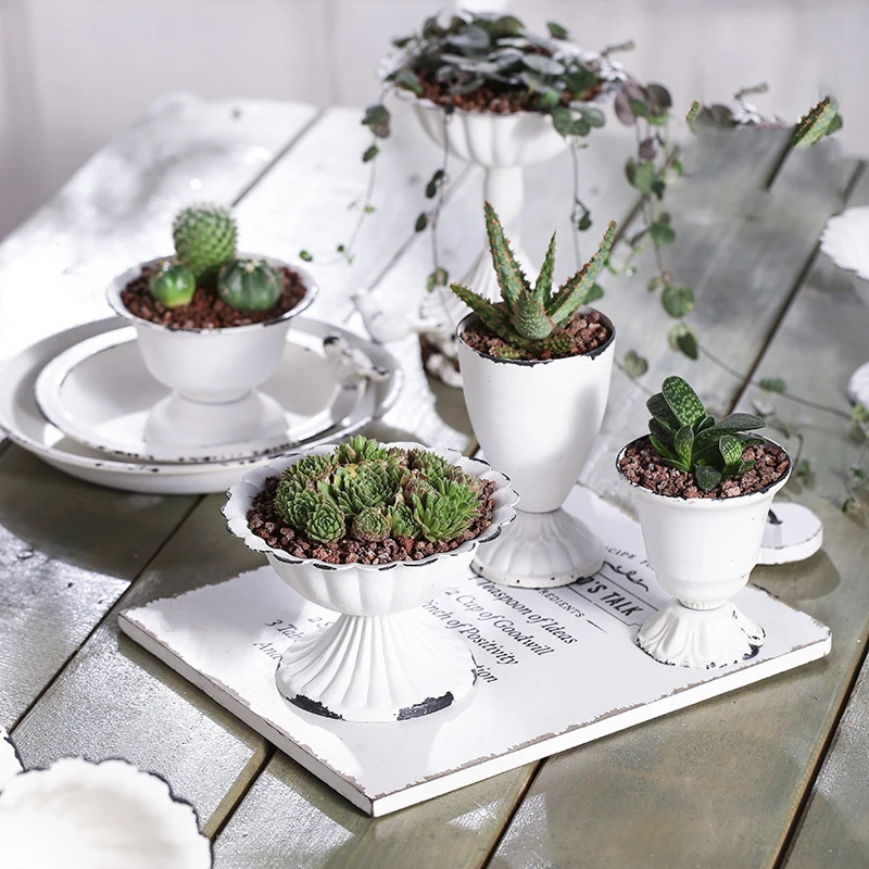 Классический цветочный горшок специальная железная чашка белый маленький для