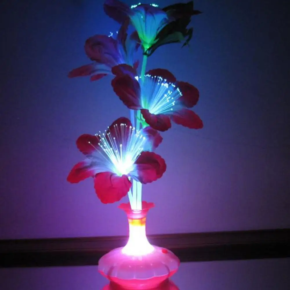 

LED Fiber Flower Kapok Vase Optical Fiber Lamp Blossom Decoration Colorful