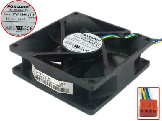 Foxconn PVA080G12QP01 AD DC 12V 0.65A 4 проводной 80x80x25 мм Сервер вентилятор охлаждения|cooling fan|server