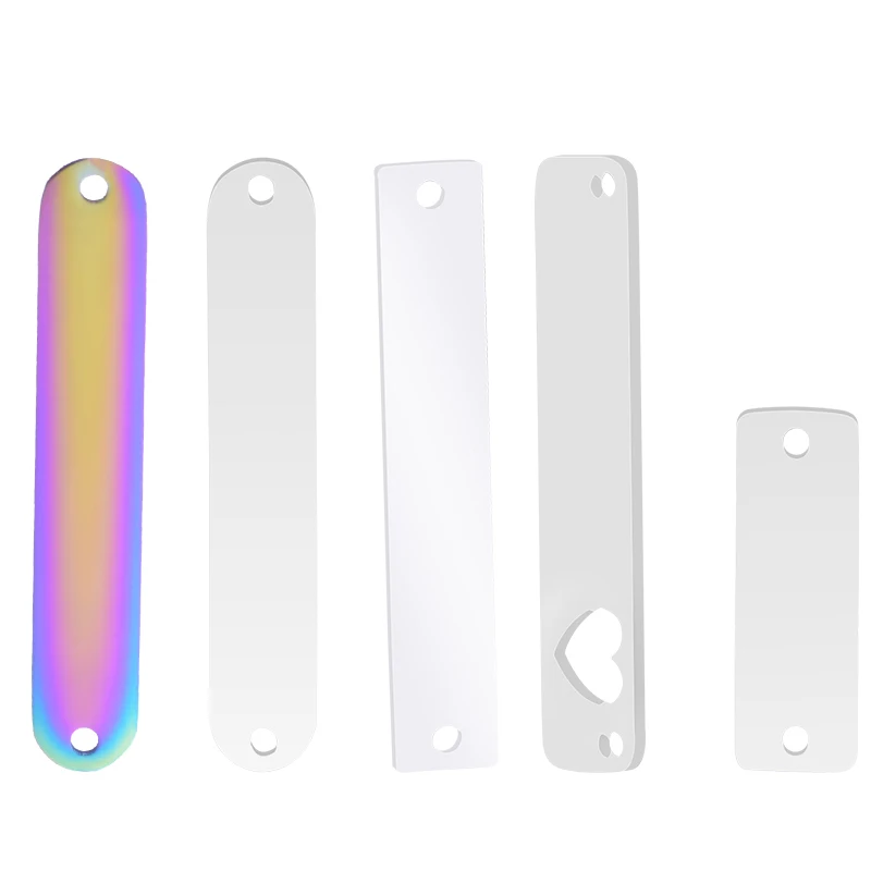 

10Pcs /Lot Stainless Steel Mirror High Polished Double Side Rectangle Blank Charms Round Flat Bar Pendant For Bracelet Jewelry