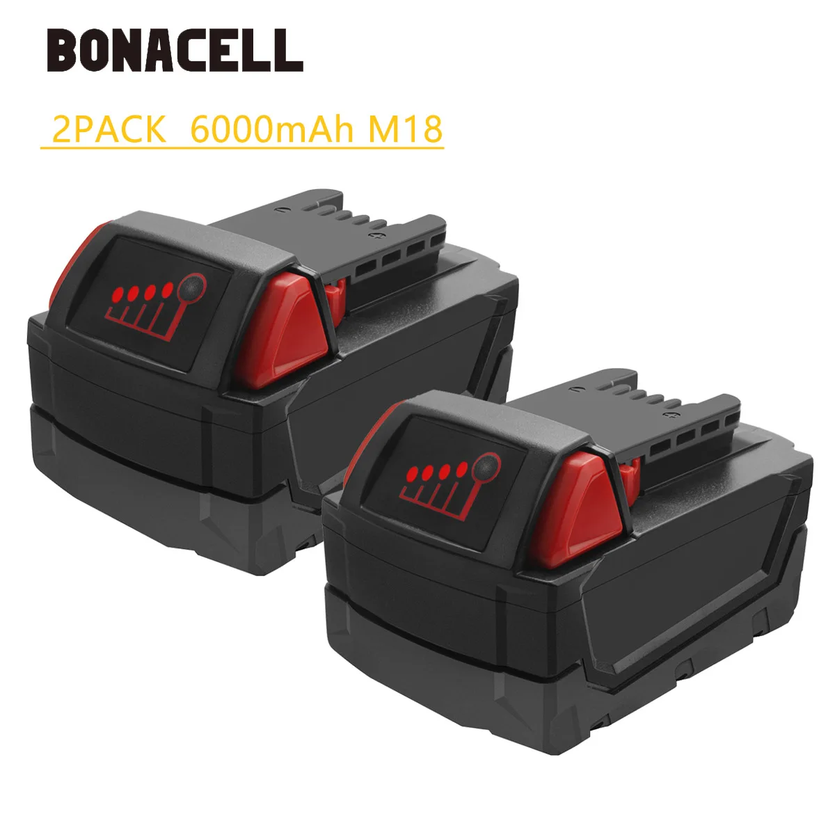 2PACK 6.0Ah Bonacell 18V 9000 мА/ч, M18 XC литий-ионная Батарея для Милуоки 48-11-1815 M18B2 M18B4 M18BX L30 - Цвет: 2PACK 6.0Ah