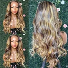 Remy хайлайтер медовый светлый полный кружевной парик из человеческих волос натуральные волнистые волосы 180 плотность Pervuian 13x6 360 фронтальная лента для волос U