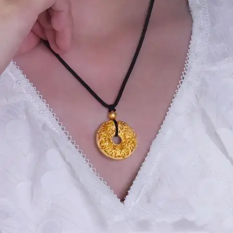 Лаосское позолоченное 3D золотое ожерелье ручной работы украшенное старым