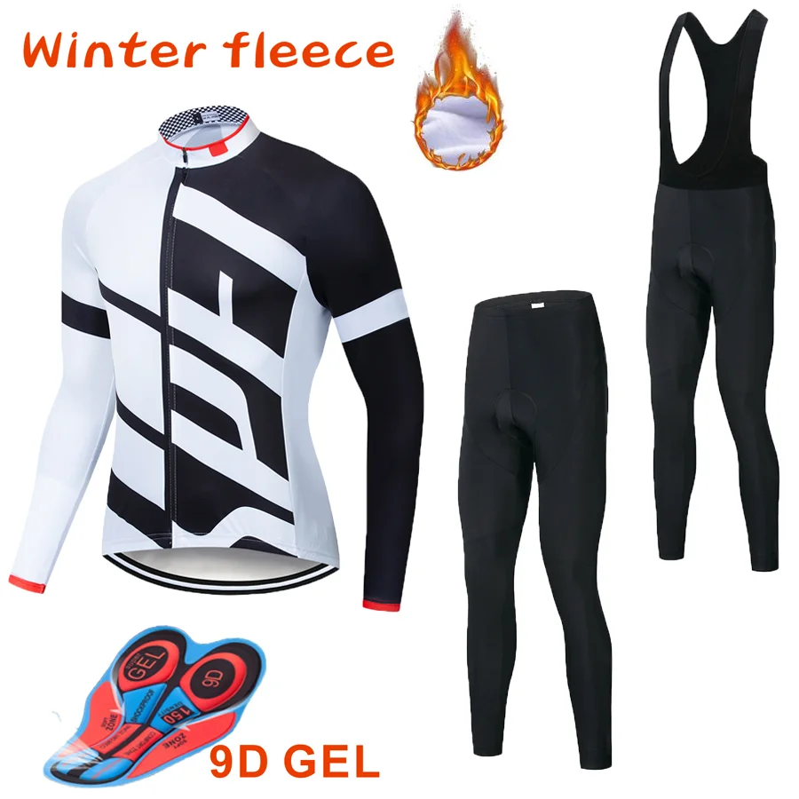 

Мужской комплект из джерси и брюк с нагрудником, зимний велосипедный костюм для горного велосипеда, теплая флисовая одежда для велосипеда, ...