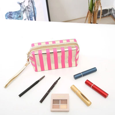 New Phnom Penh Stripe Cosmetic Bag PU Leather Laser Anise Storage Lady Clutch Portable Toiletry | Багаж и сумки
