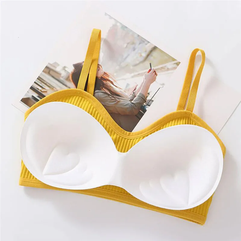 

Casual Women Underwear Shear Seamless Vest Bra Tops Slim New Solid Crop Top Without Steel Ring Ladies Slim Vest Top 2020 New