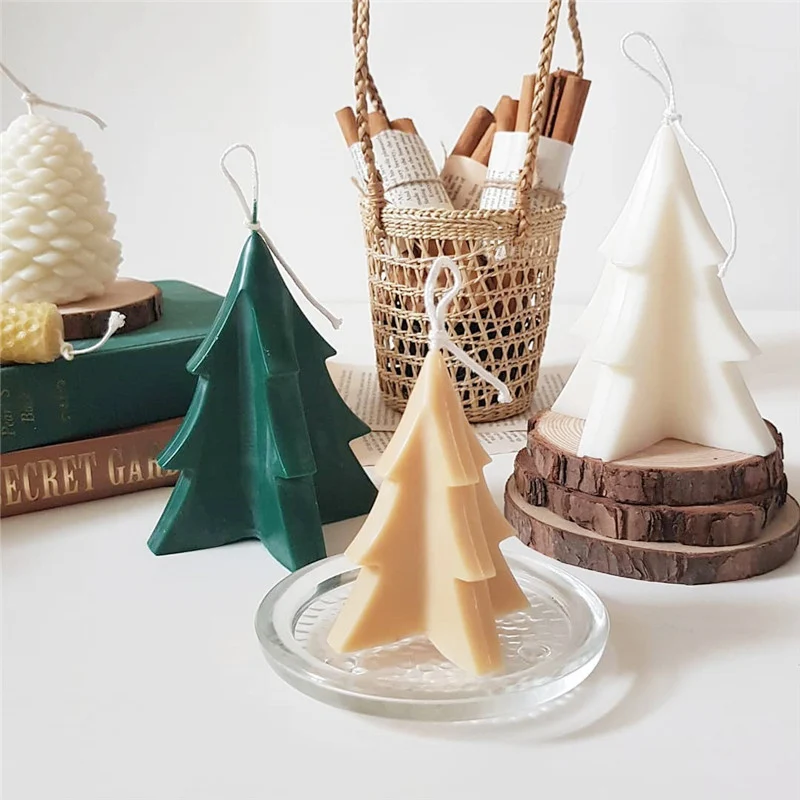 

3D Christmas Tree Molds Plaster Home Deco Aromatherapy DIY Candle Mould Handcraft Molds For Candles Christmas Tree Candle Mold