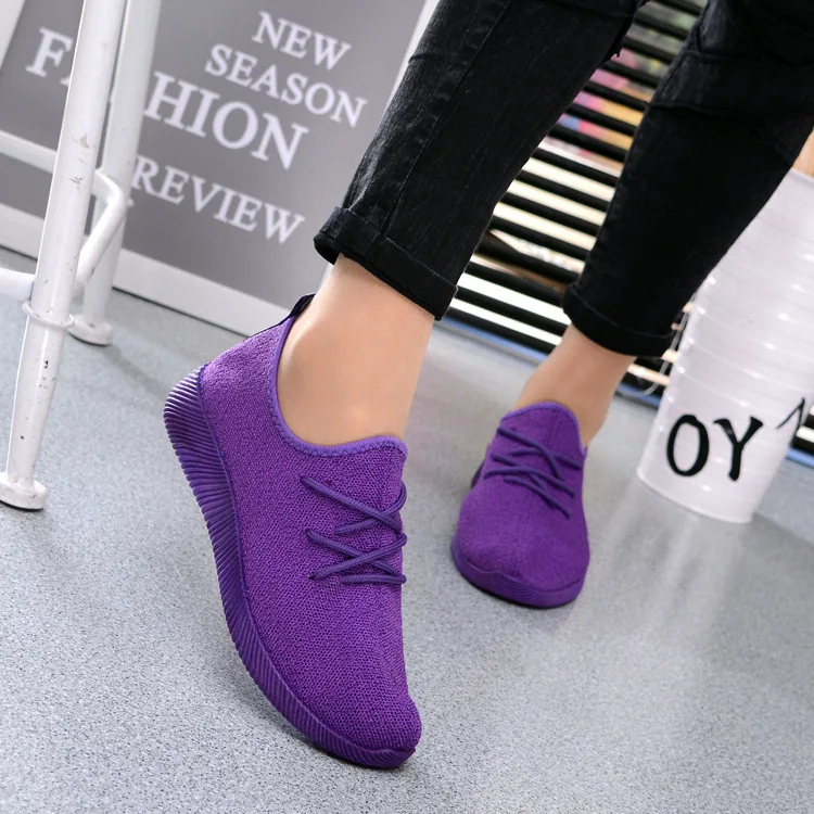 

2020 spring and summer new fashion breathable shallow mouth shoes flying woven candy color large size female student net shoes