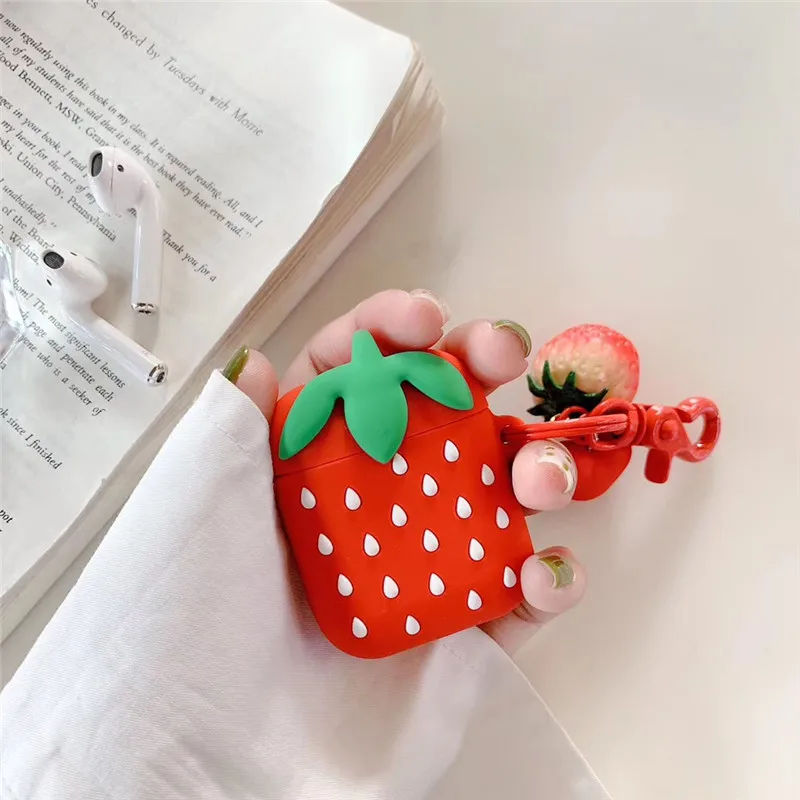 

For AirPod 1 2 Case Thin Strawberry Cartoon Soft Silicone Wireless Earphone Cases For Apple Airpods Case Cute Cover Funda