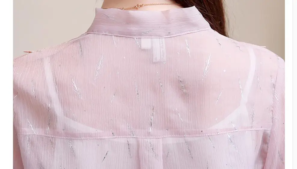 

2020 Women in Summer with New style fashion V-neck Chiffon shirt
