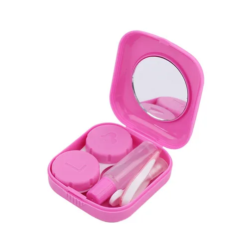Pink 1 шт.,, АБС пластик, квадратное зеркальное покрытие, разноцветные контактные линзы чехол, дорожный контейнер, держатель для хранения, замачивающий чехол, Лидер продаж - Цвет: Pink
