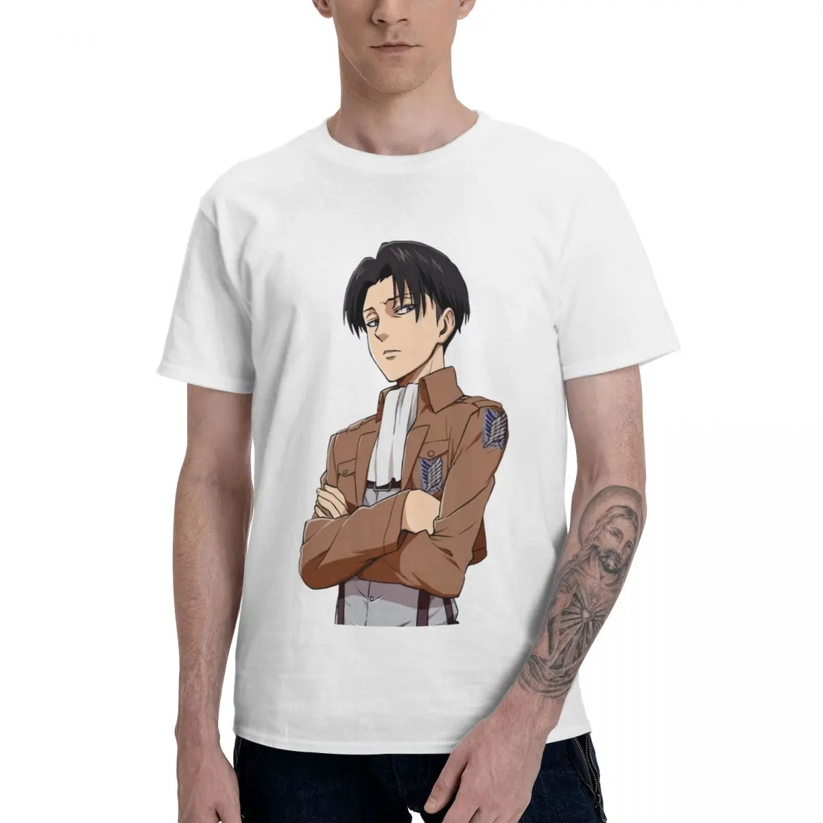 

Anime Levi Aesthetic Clothes Men's Basic Short Sleeve T-Shirt Graphic Funny Tops