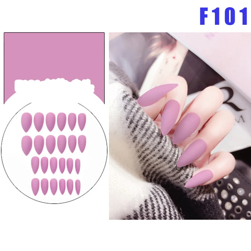 

Wholesale 24 Pcs Long False Nails Full Cover Artificial Nails Art Tips Sets for Ballerina Cosplay Girls Women M3