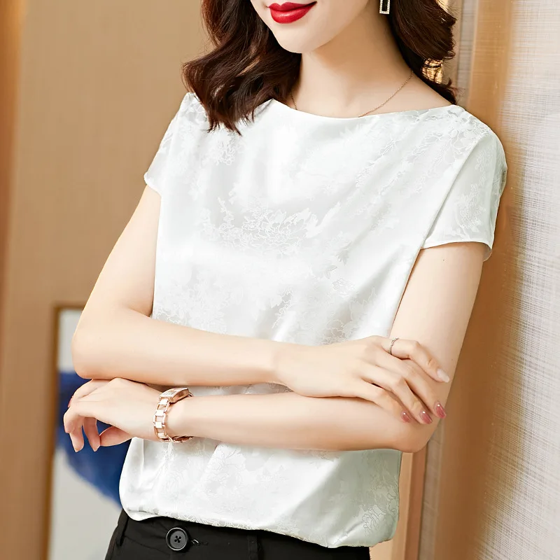 

2021 small shirt short-sleeved T-shirt women summer new loose large size round neck knitted western style gray