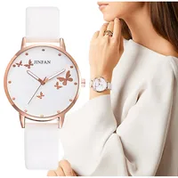 Женские наручные часы, классический дизайн, с принтом бабочки, Роскошные, кварцевые, кожаные, 2020