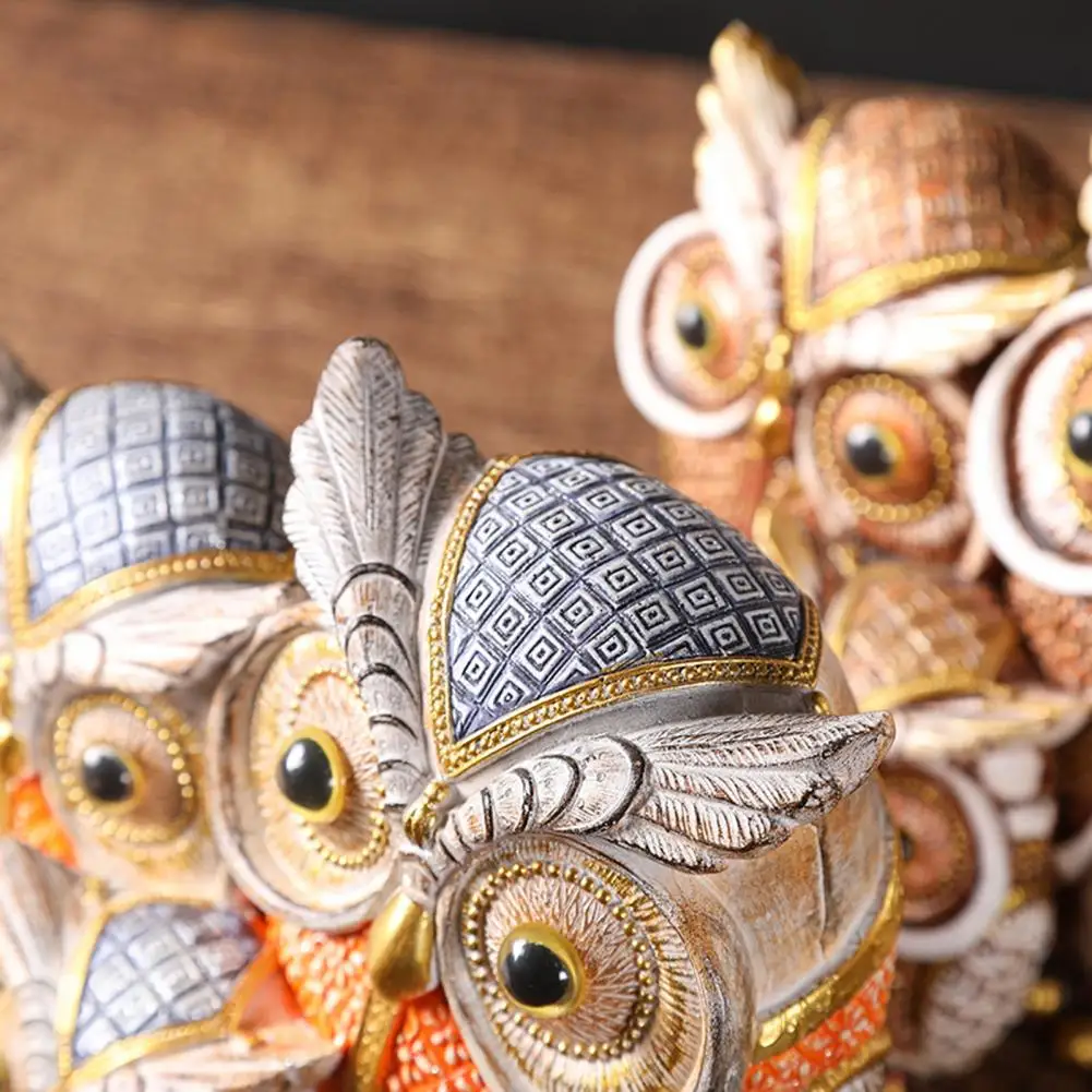 

Owl Figurine Eco-friendly Anti-fade Resin Desktop Owl Statue Decor for Office