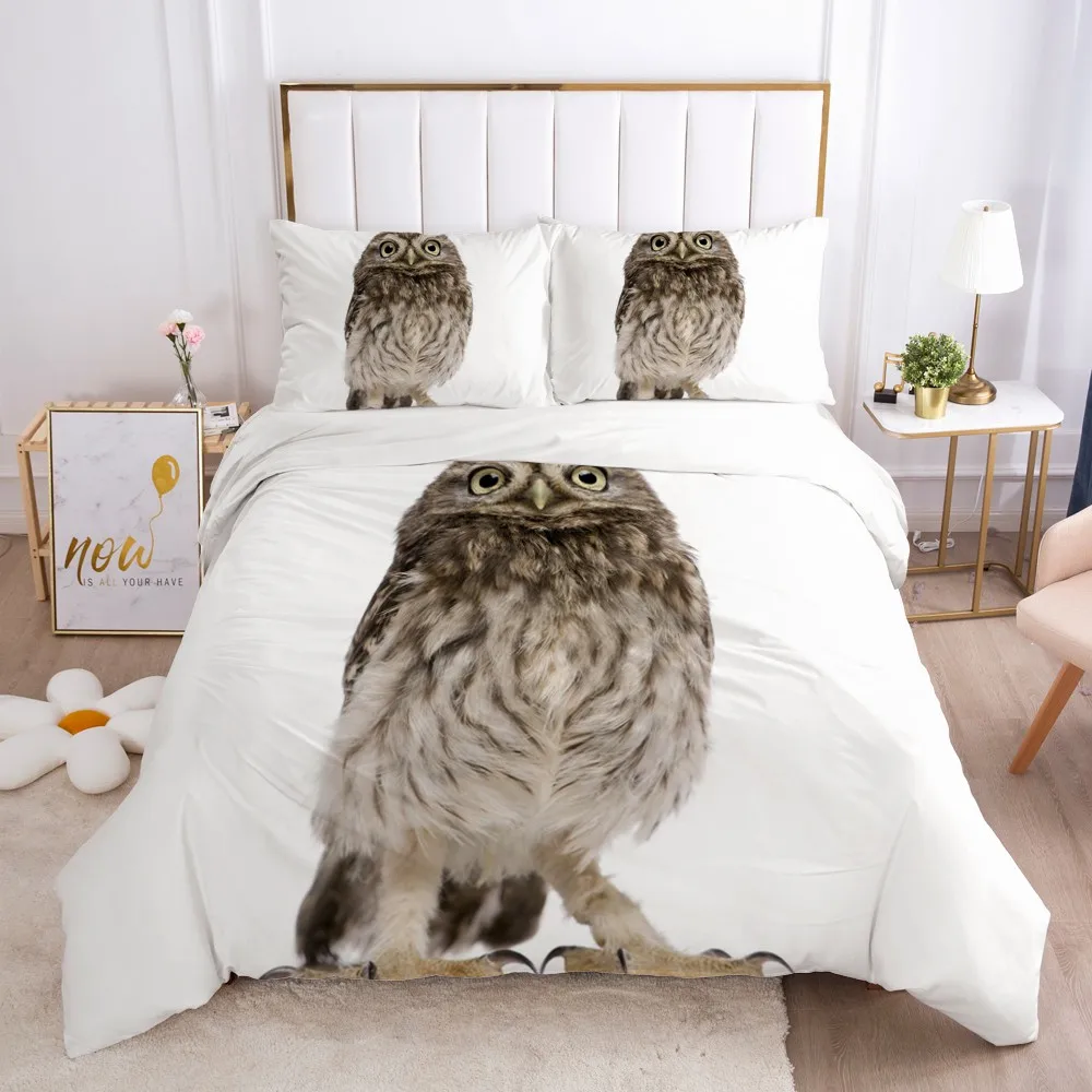 3D Duvet Cover Sets Bedding Set White Quilt Covers Comforter Case Pillowcases Bed Linen King Queen Full Animal Owl Home textile | Дом и сад