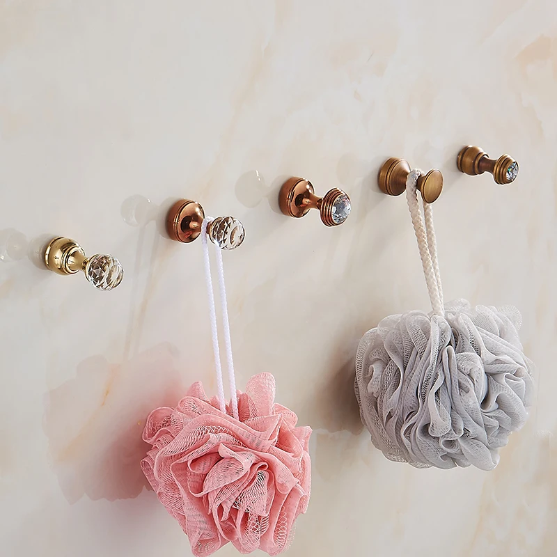 Хрустальный декоративный крючок золотой античный 1 шт. латунная вешалка для