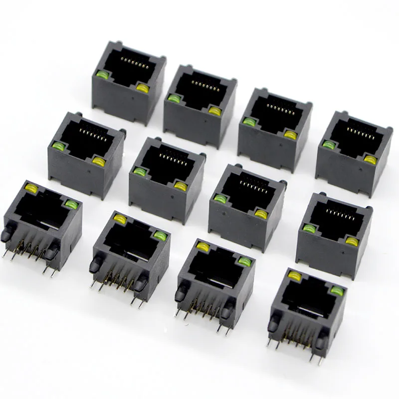 200 шт. новый сетевой разъем RJ45 56 полный пластик с лампой рот 90 градусов 8P8C