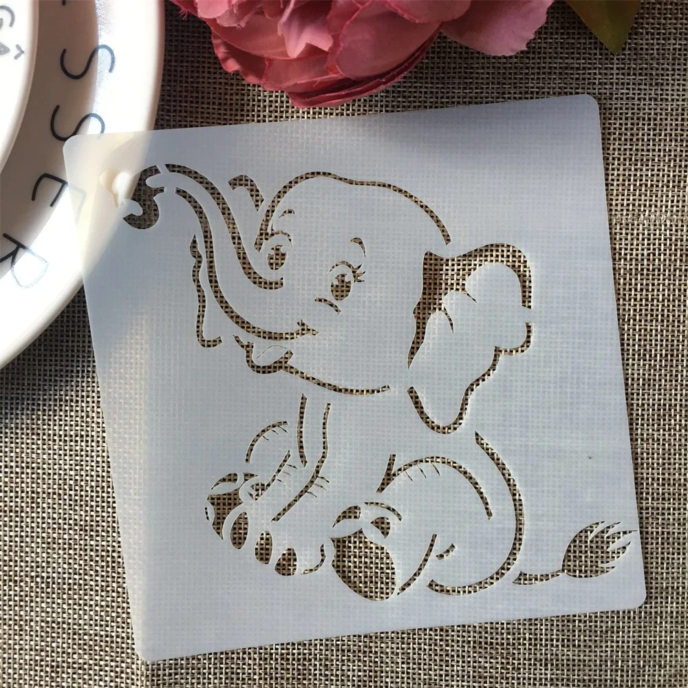 13*13cm Zoo Animals Elephant Raccoon DIY Layering Stencils Painting Scrapbook Coloring Embossing Album Decorative Template