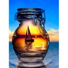 Алмазная живопись 5D сделай сам, квадратнаякруглая искусственная лодка, парусный пейзаж, живопись, вышивка крестиком WG3190