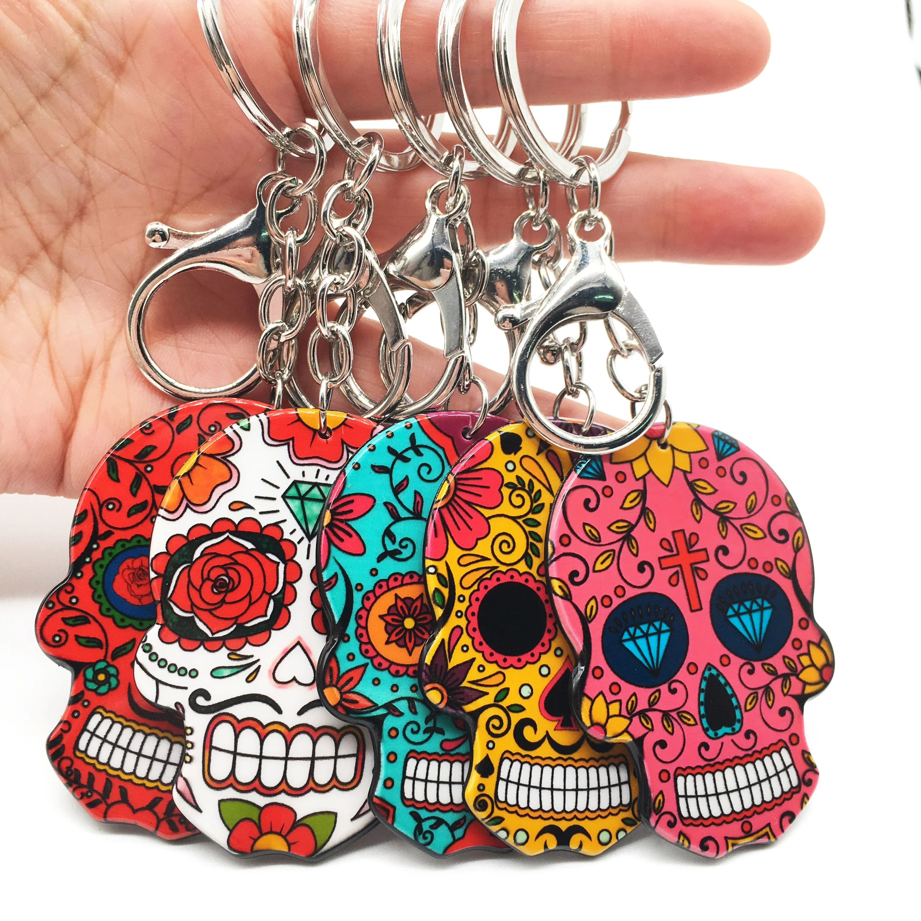Брелок с черепом Calavera мексиканский милый сладкий сахар череп большой Омар брелок для ключей Хэллоуин акриловые бусины в форме черепа брелок сумка Подвески