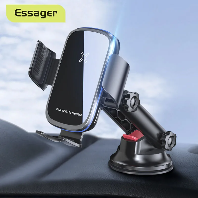 

Essager 15 Вт Qi автомобильное беспроводное зарядное устройство для iPhone Samsung Xiaomi Индукционное автомобильное крепление быстрая Беспроводная заря...