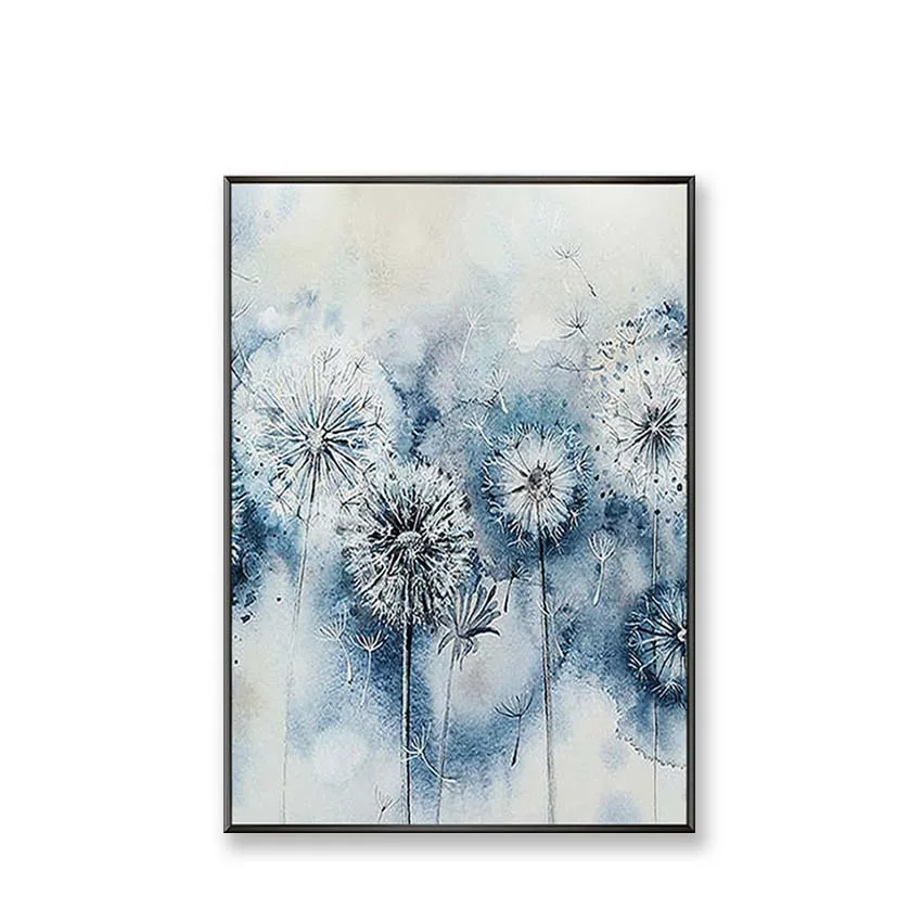 

Modern abstract Blue dandelion wall posters home decoration Pure Hand painted oil painting on cavnas for living room bedroom
