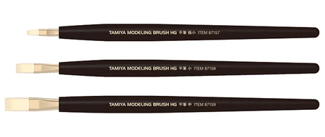 Моделирующая кисть Tamiya HG набор Плоских кистей 3 шт./компл. (#87157 #87158 #87159) |