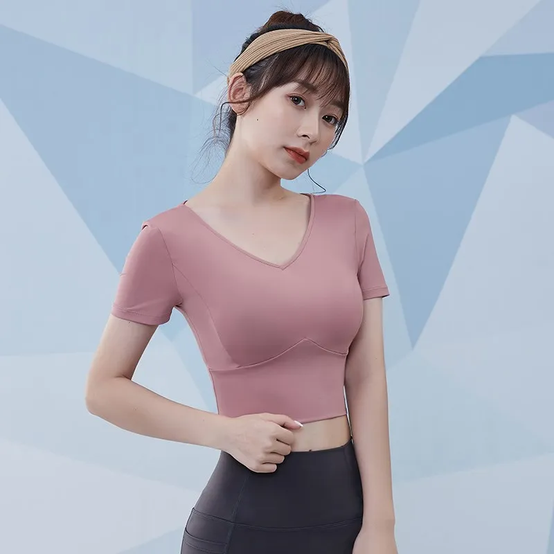 Vansydical Women Mesh Sports Tops Short Sleeve Yoga Shirts Slim Running Fitness T-Shirts Summer Quick Dry Beautiful Back Tops