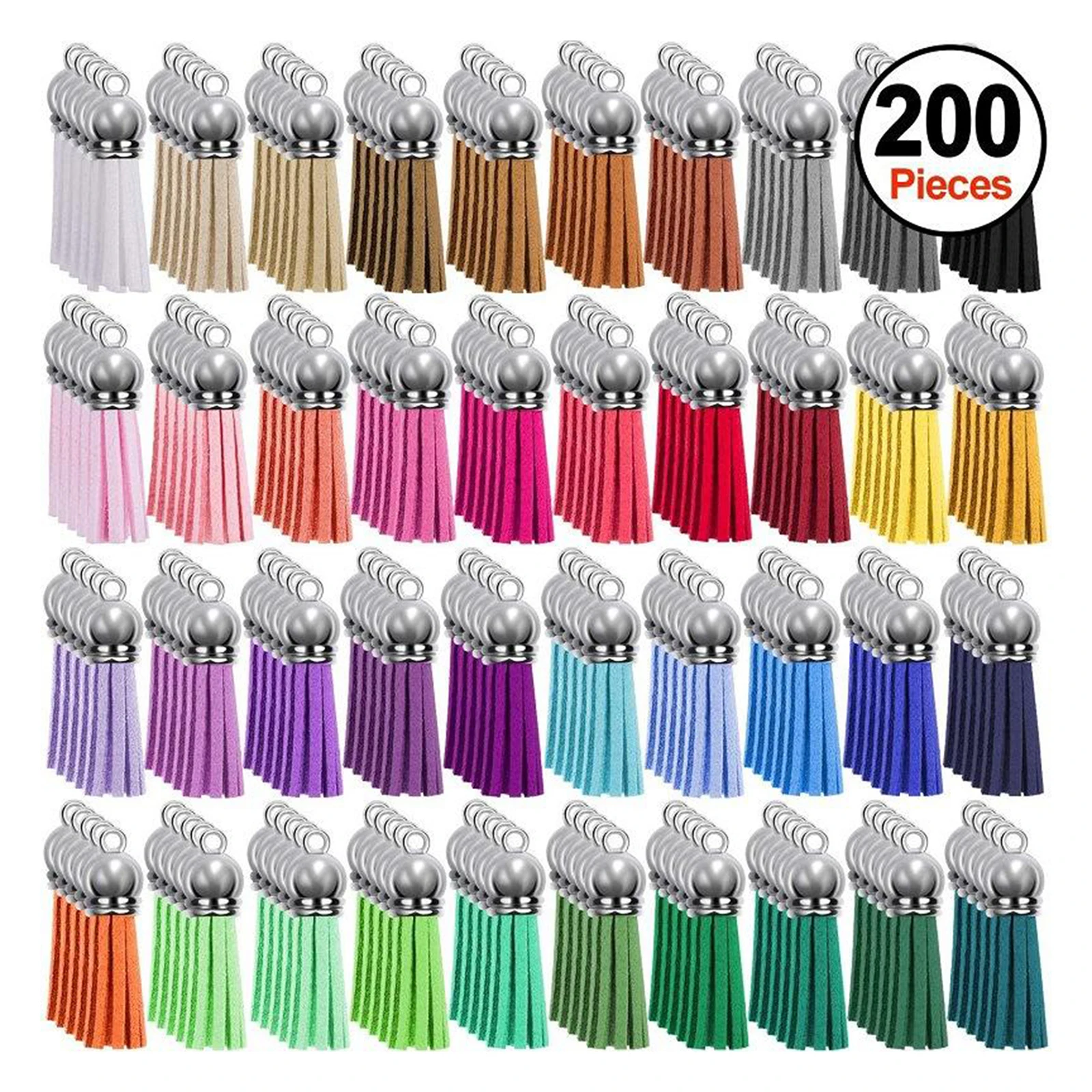 

200 Pieces Keychain Tassels Leather Tassel Pendants Bulk for DIY Keychain, Sewing Clothing Accessories Craft, 3.8cm/1.5 Inch
