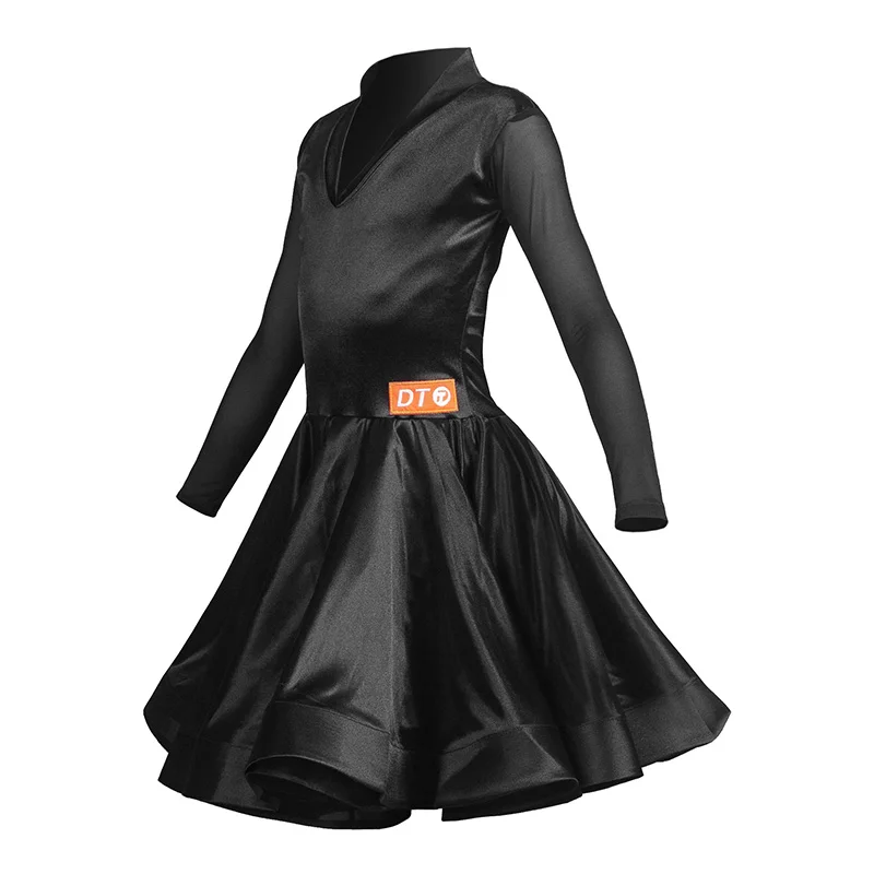 

Mesh Latin Dance Costume For Girls Black Competition Dress Ballroom Practice Wear Salsa Dancer Outfits Tap Dance Wear JL2131