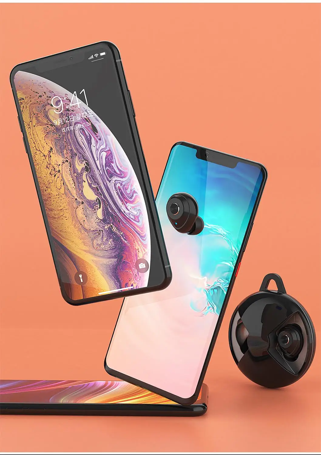 OneDer 338 bluetooth наушники с зарядный чехол 360 Вращение водонепроницаемый V5.0 + EDR TWS
