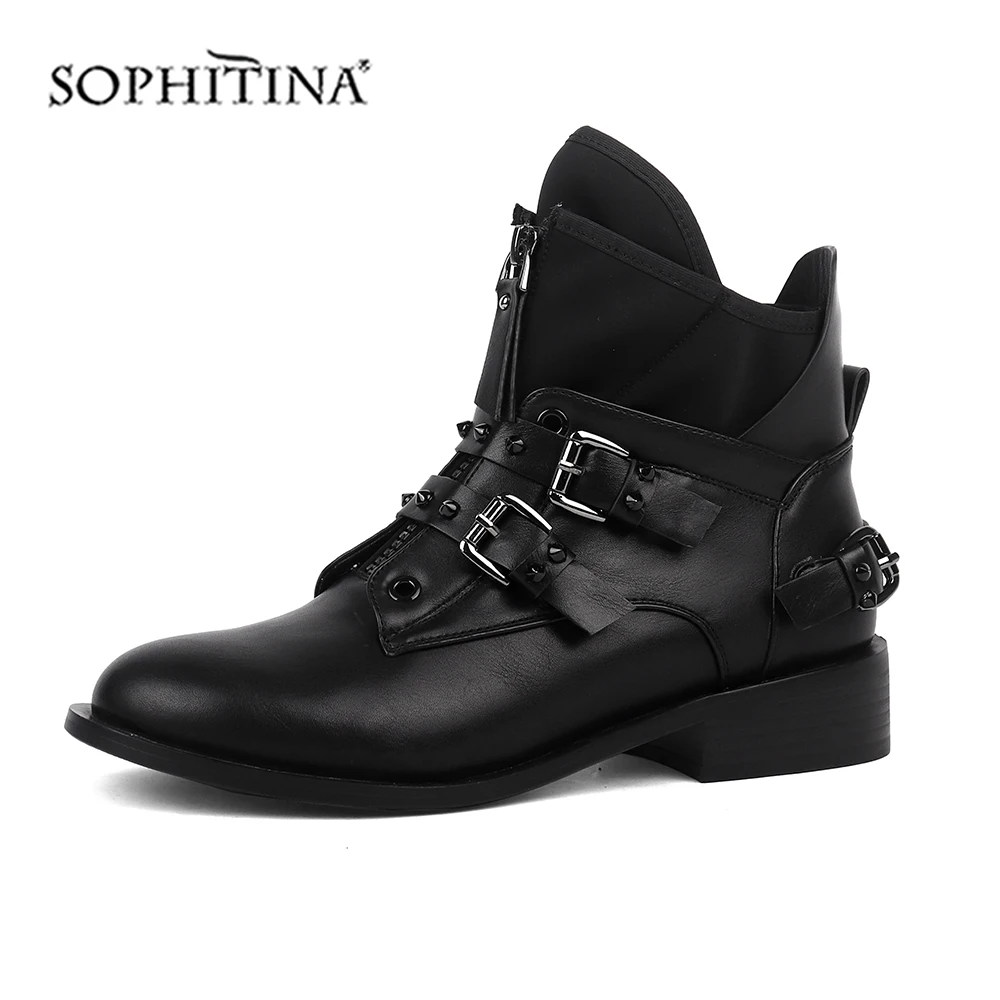 SOPHITINA/модные ботинки с пряжкой Удобная обувь на квадратном каблуке круглым